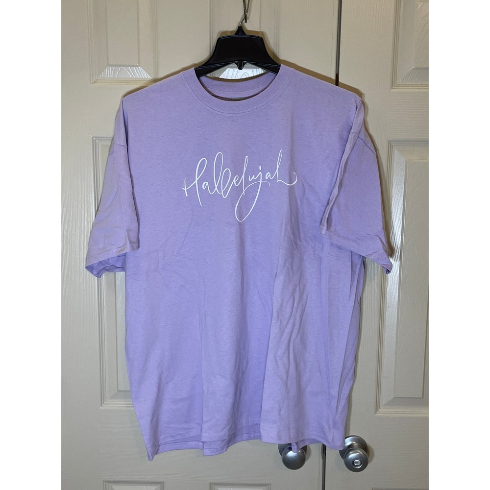 Gildan Graphic Tee Womens 2XL Purple NWOT Hallelujah Script Ultra Cotton Shirt